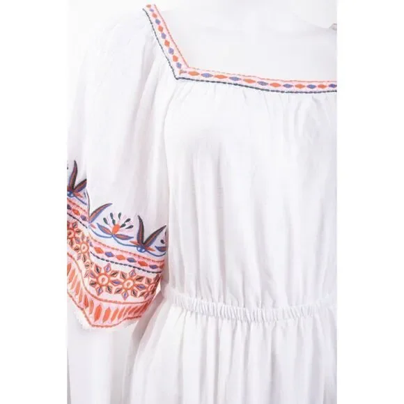 Boden Womens Jersey Embroidered Midi Dress UK 18 US 14 White Boho D0263 NWT Boden Womens Jersey Embroidered Midi Dress UK 18 US 14 White Boho D0263 NWT